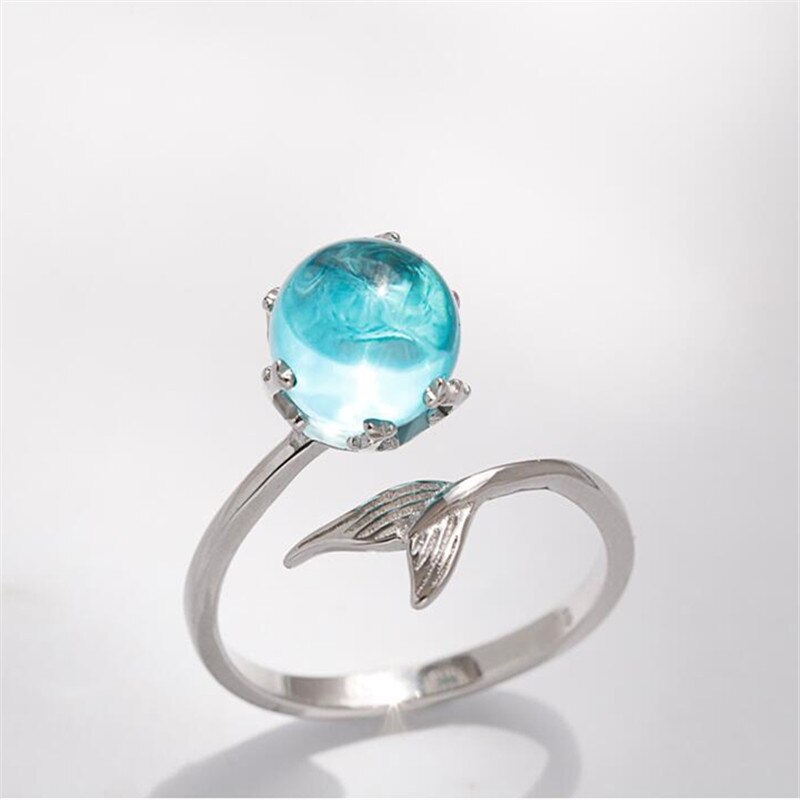 Bohemian Turquoise Mermaid Ring Opening Adjustable Rings for Women  Stainless Steel Jewelry Accessories Birthday Party Gifts - AliExpress