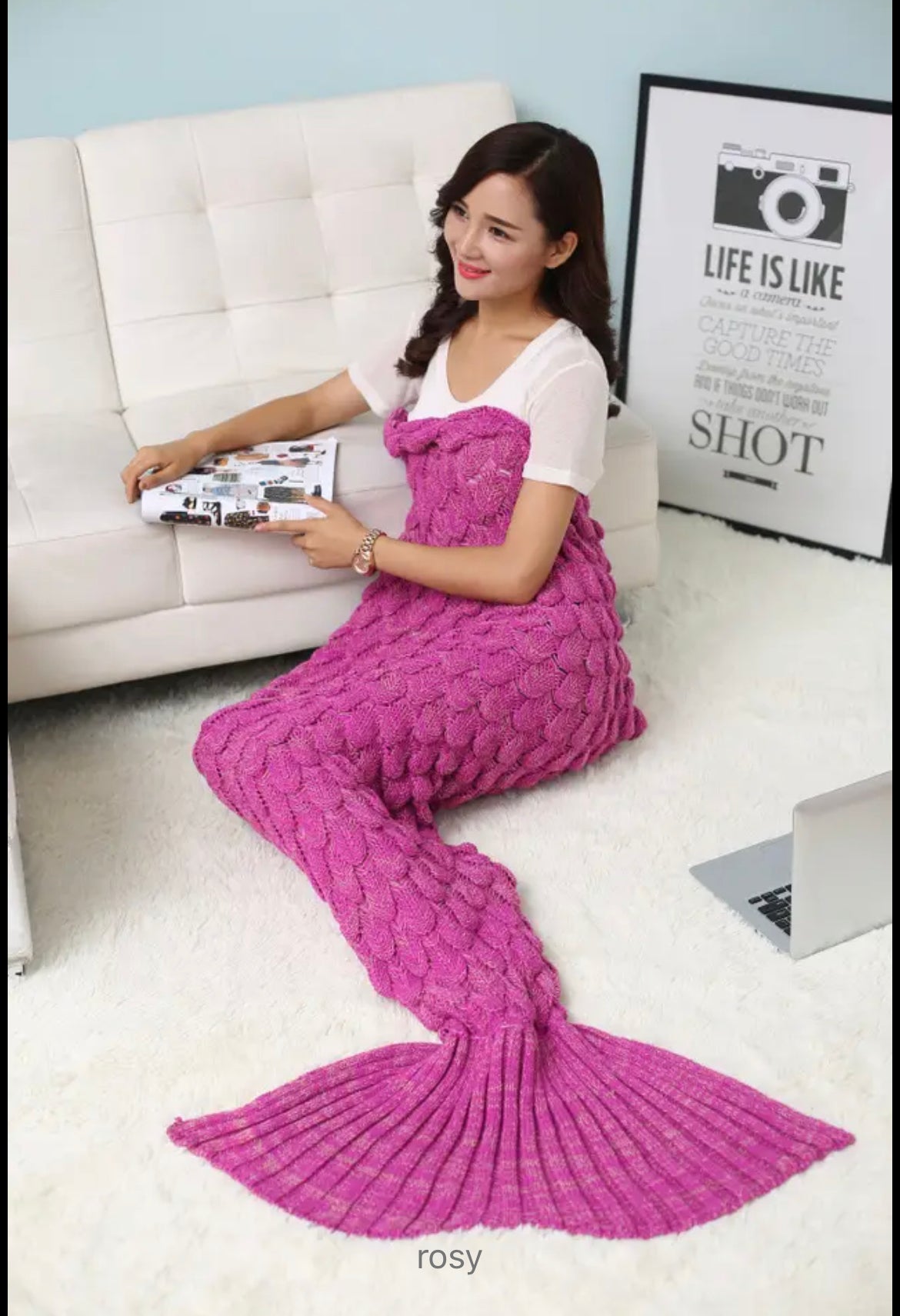 Pink mermaid best sale tail blanket